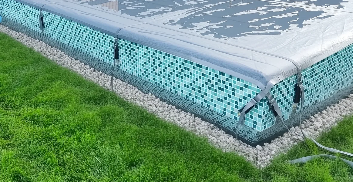 Покрывало для бассейна под снегом — защита зимой в Рыбинске